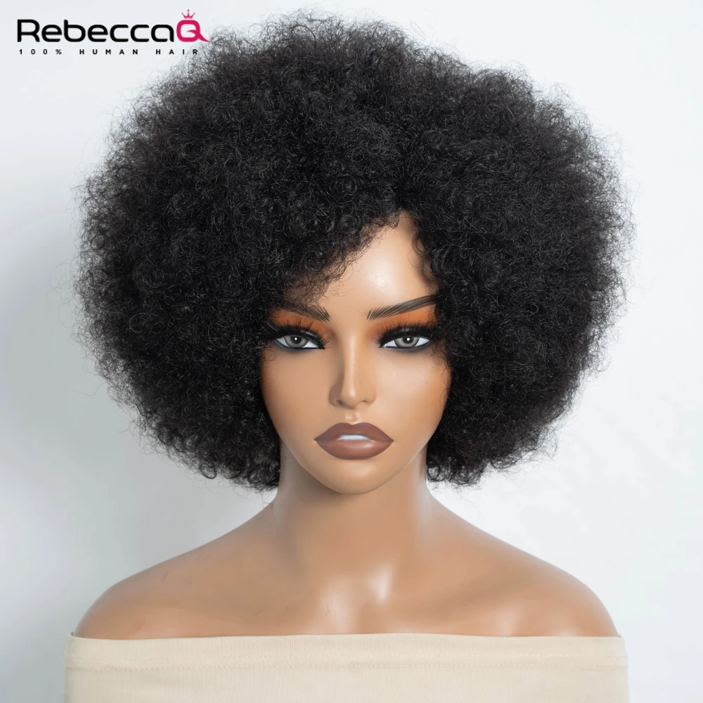 QVR 짧은 아프로 곱슬머리 가발, 흑인 여성용 QVR 아프리카풍 푹신하고 부드러운 오렌지색 자연스러운 아프로 곱슬머리 가발