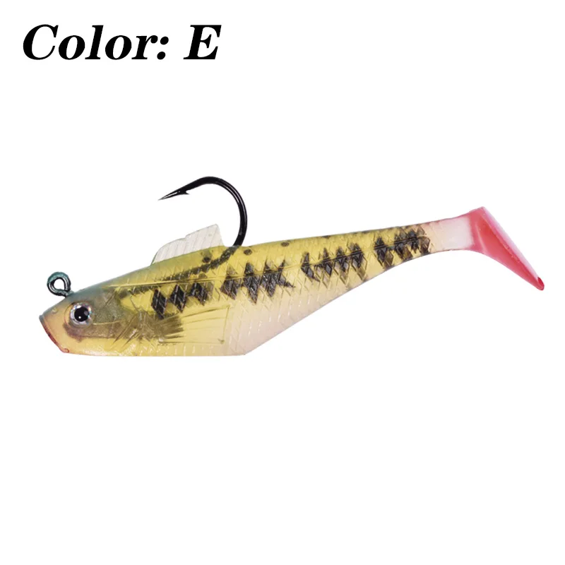 1 Pcs Spin Metal Spoon Rubber Soft Bait 65mm 11g T Tail SwimBait