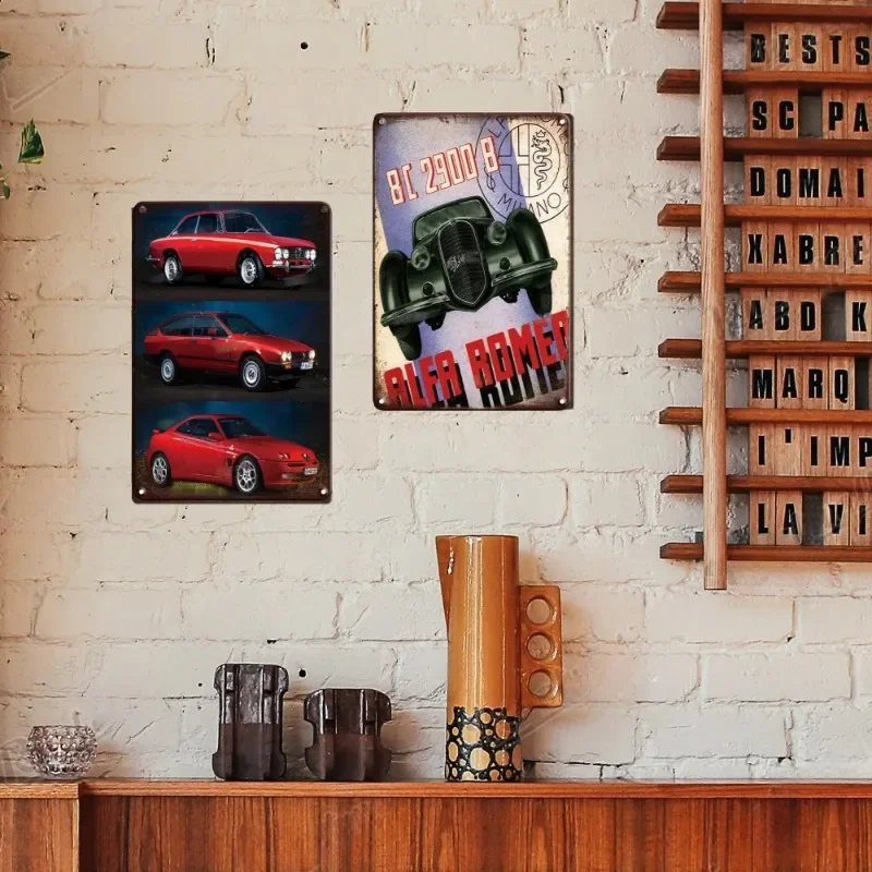 Description Picture 6 of itemVintage Alfa Romeo Art Tin Signs Decor Garage Posters Home Room Wall Decorative Metal Plate Retro Car Stickers Man