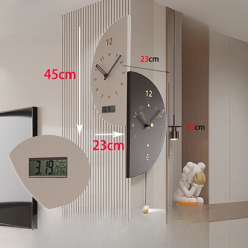 2025 New Arrival Modern Stylish Wall-Mounted Corner Double-Faced Silent Wall Decor Clock Home Living Room Dining Area Timepiece