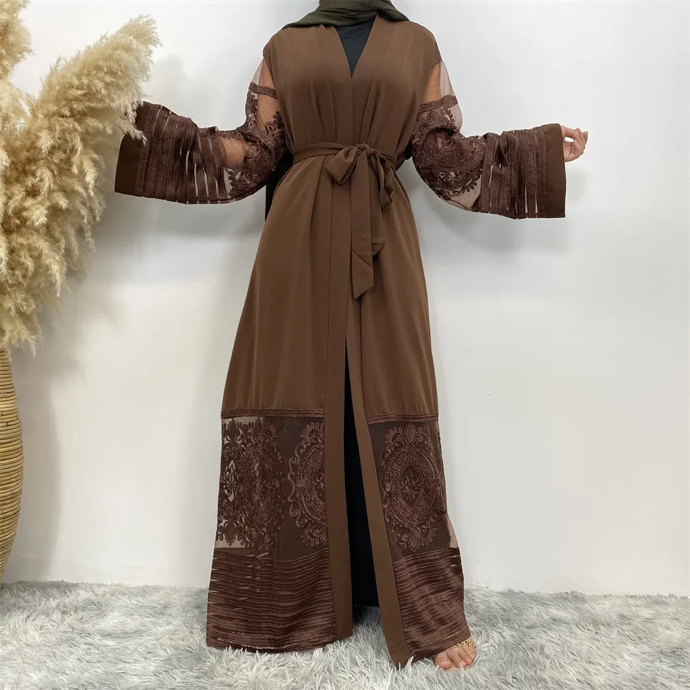 

Новый дизайн, женское мусульманское кимоно, кардиган Nida Abaya, Дубай, кафтан, Арабский мусульманский длинный цветочный хиджаб, платье, Турецкая ИД, мусульманская одежда