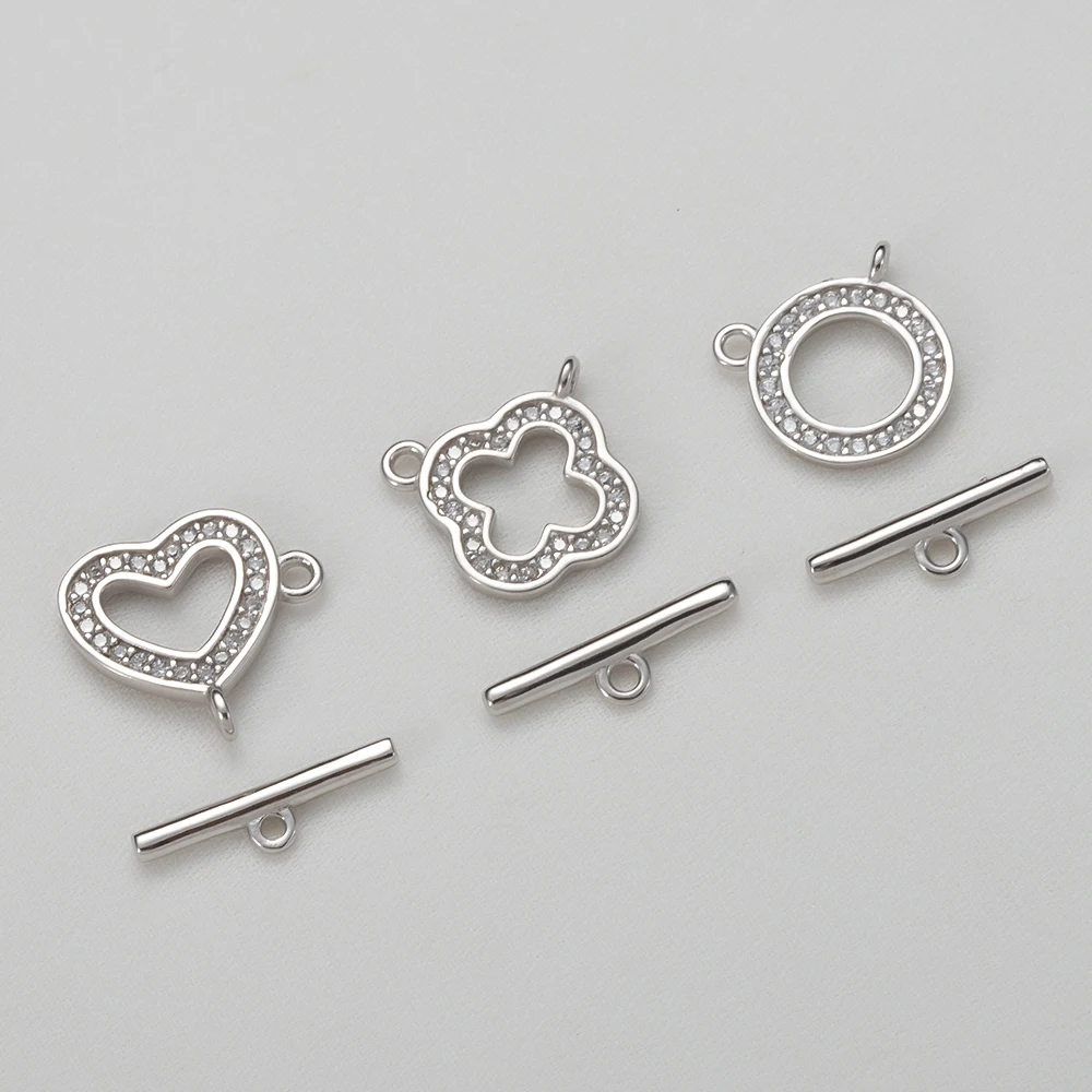 

1 Set OT Toggle Clasps Buckle Zircon Round Heart Cross Shape Clasp Connector for Bracelet Necklace Jewelry Making DIY Components
