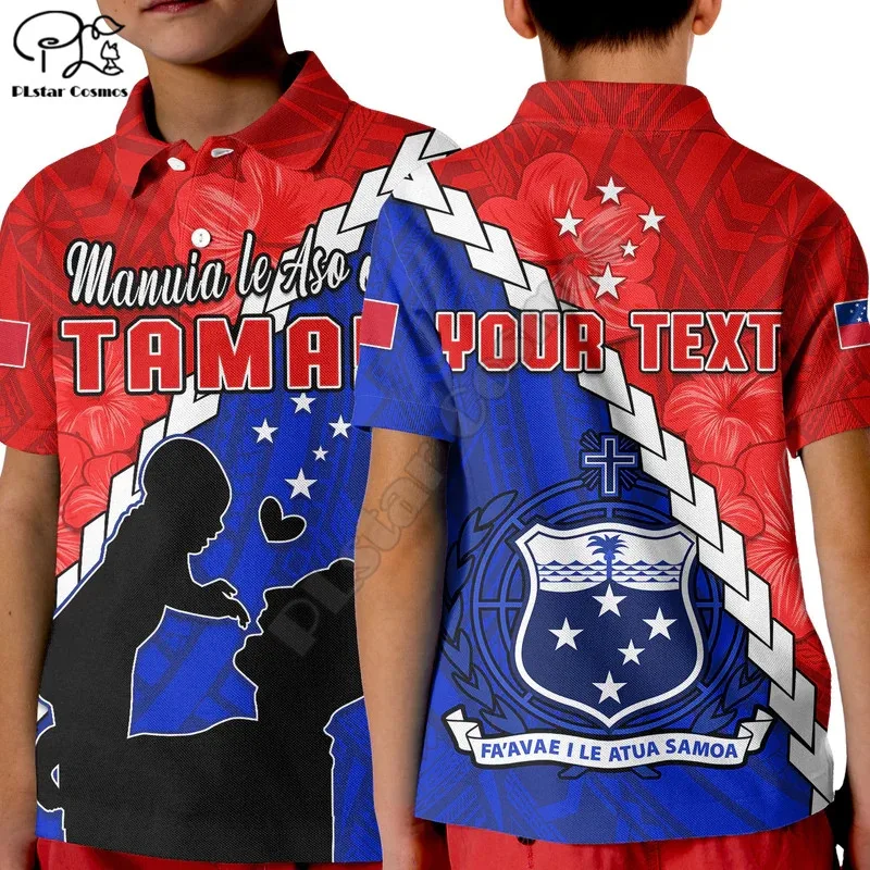 

Custom Personalised Happy Samoan Fathers Day Polo Shirt KID Hibiscus Mix Polynesian 3d Printed T Shirts Summer Tops Kids T-shirt