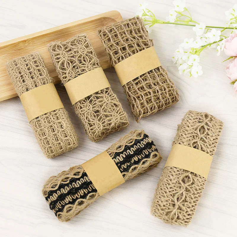 

2m/Roll Natural Jute Burlap Hessian Jute Ribbon Vintage Rustic Christmas Wedding Decoration Gift Packaging Rope String Cords