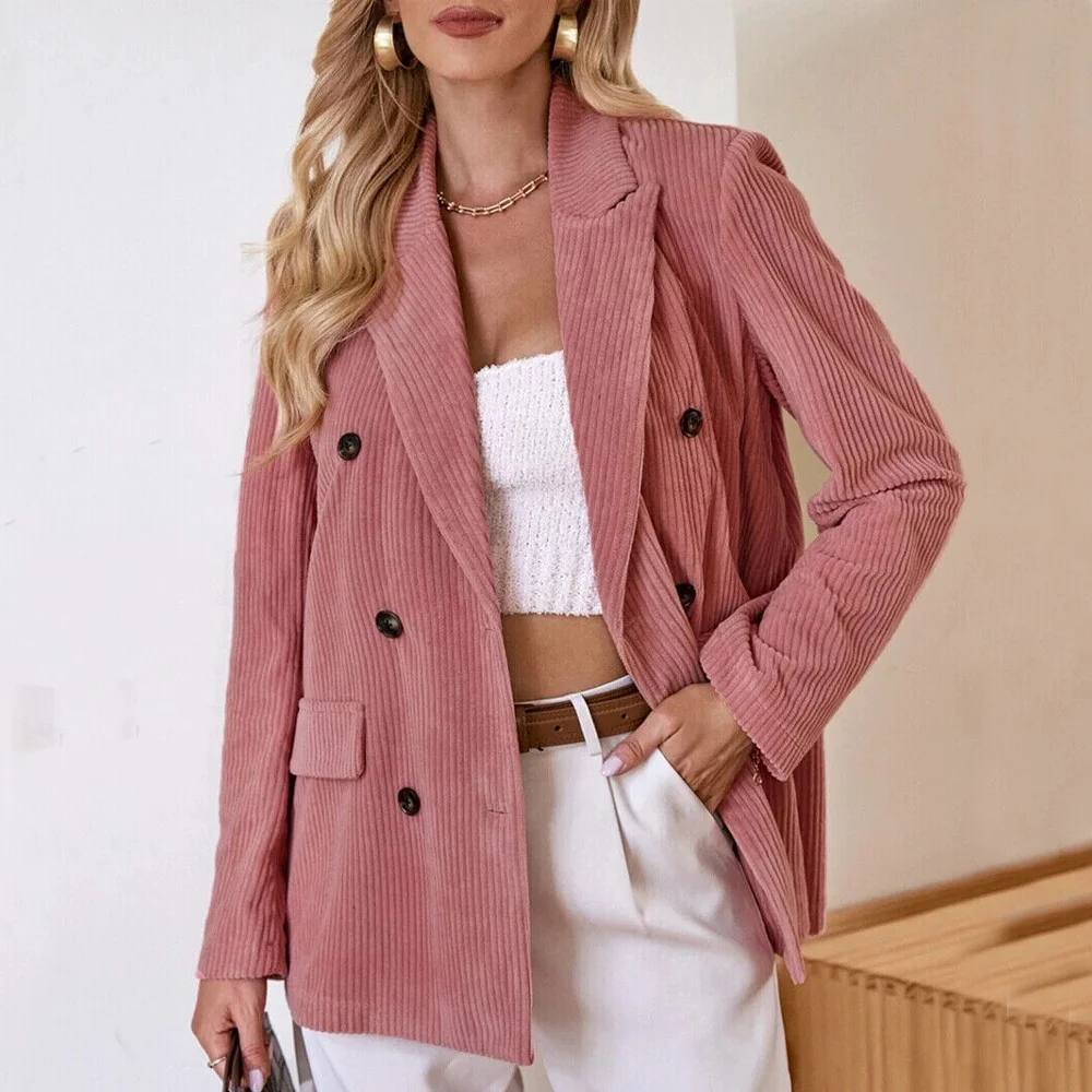 Winter Outfits for Women Clothing 2023 New Arrivals Women's Suit Jacket Corduroy Double Breasted Korean 2023 Autumn Korea Coat