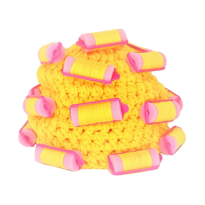 Knit Hat Adult Kids Baby Faux Wool Housewife Landlady Cosplay Hair Roller Curlers Skull Windproof Ear Warmer