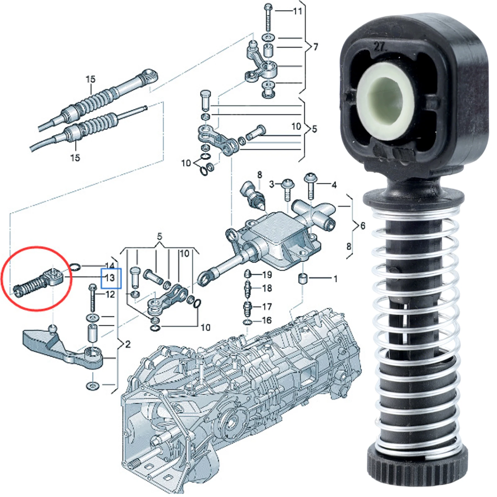 Shift Cable Connector 1J0711761B for VW Lavida Lavuda Polo Touran Bora Sagitar Candy Skoda Fabia Octavia Superb Yeti Audi A1 A3
