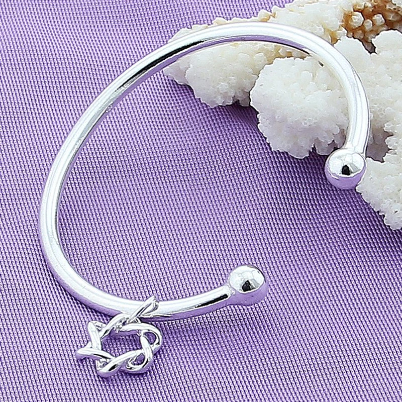 

Fashion Jewelry Star Pendant Cuff Bracelet for Women Wedding Engagement Gift - 925 Sterling Silver Bangles