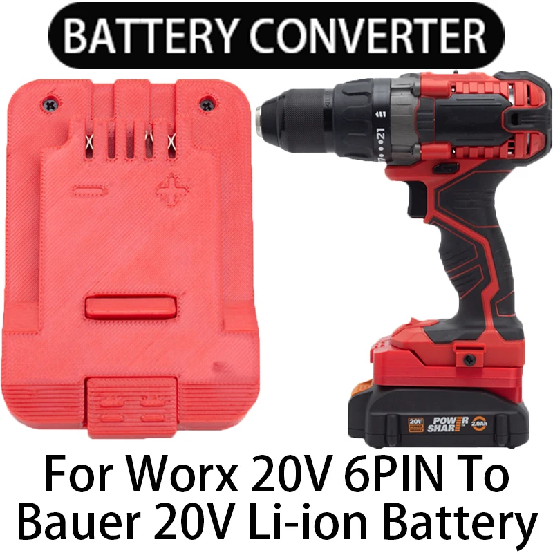 Battery Adapter for Bauer 20V Li-Ion Tool Converter for Worx 20V 6PIN LI-Ion Battery Converter Power Tool Accessory