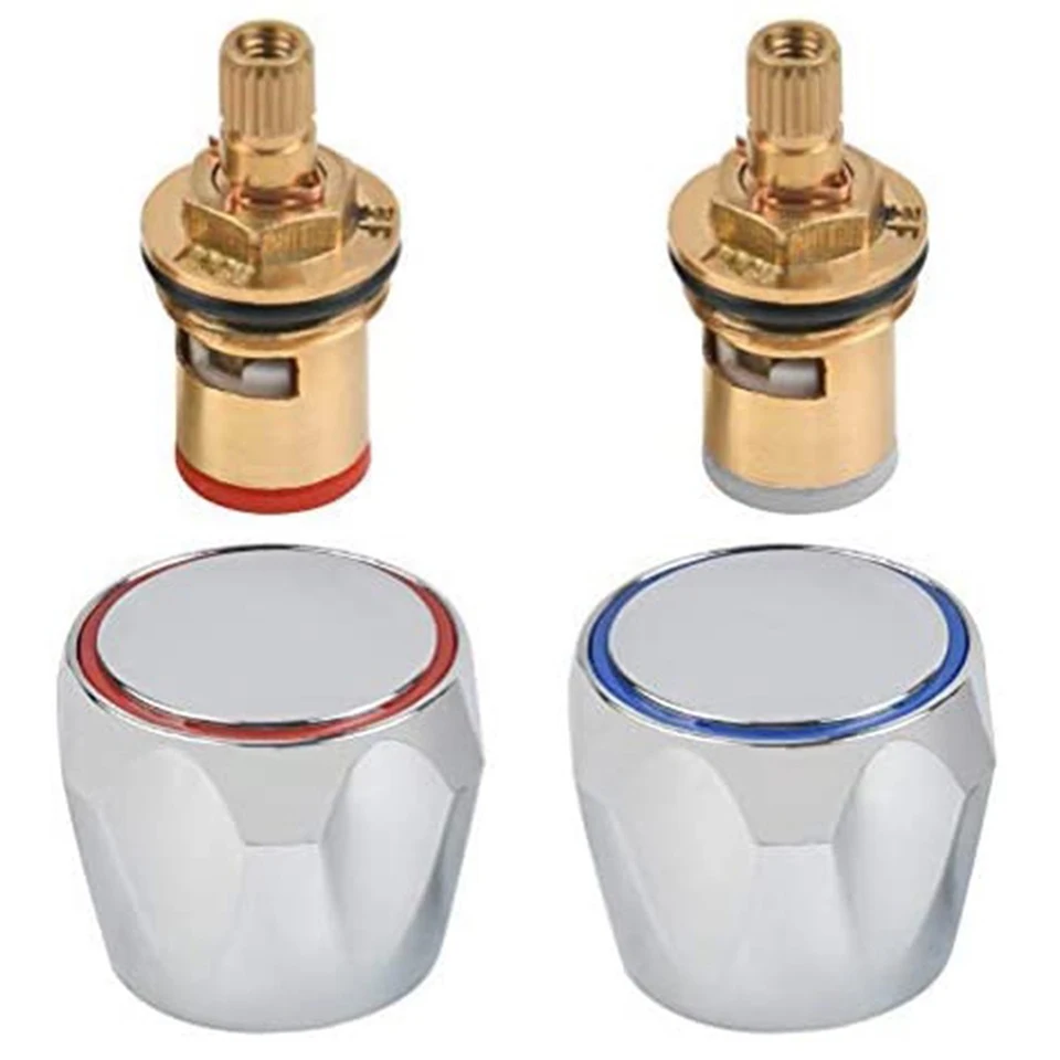 Drhomeam 2 Stks Hot en Koud Kraan Vervanging Handvat Knop Tap Top Hoofd Kraan Cover Verchroomd voor Keuken Badkamer