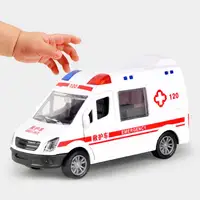 Hospital Rescue Ambulance Police Plastic Cars Model Pull Back Sound And Light Alloy Diecast Car Toys For Children Gifts 2