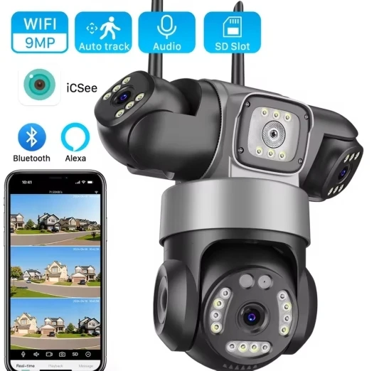 ICsee Wireless PTZ IP Camera 8K 15MP 3-Lens 3-Screen 9MP 4K 2-Way Audio WiFi Outdoor CCTV Security Surveillance Cam photo review