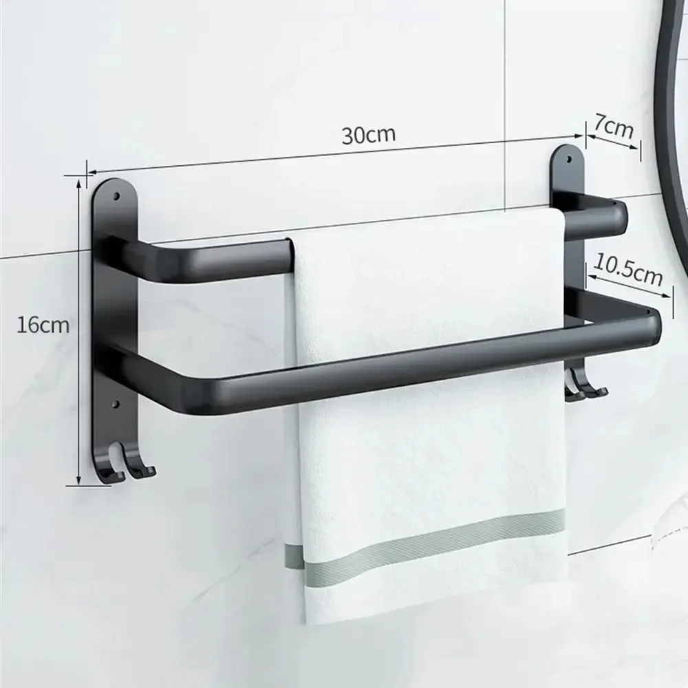 Popular Aluminum Wall Mount Self Adhesive Bathroom Kitchen 30cm Towel Rack Without Drilling