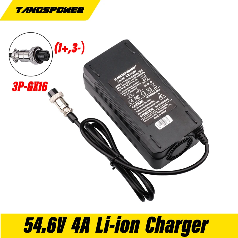 TANGSPOWER 48V Charger Output 54.6V 1.5A Ebike Charger 48V 3-pin XLR Male  Plug for 48volt Electric Bike Charger 13S Lithium Battery Pack