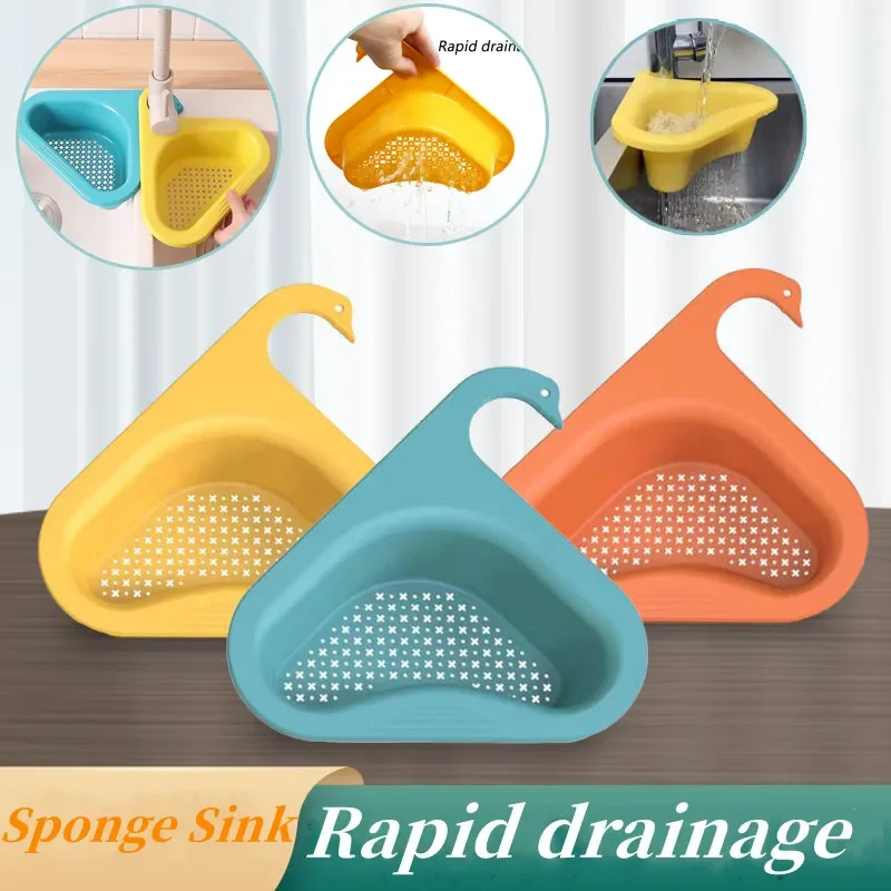 Multifunctional Swan Shape Sink Filter Shelf Kitchen Sink Fruit Vegetable Drainer Sponge Rack Storage Tool Basket Assessories