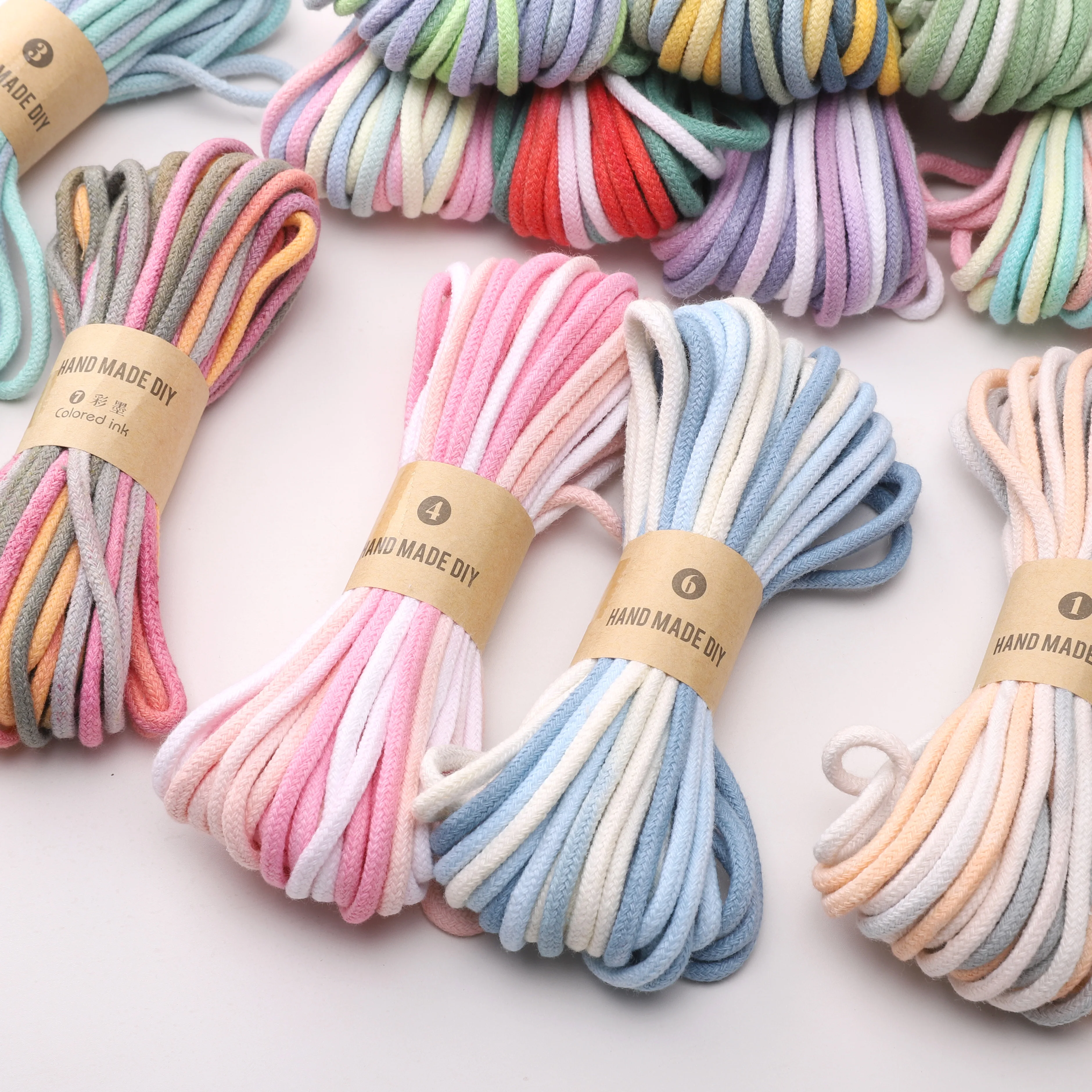 Colored Gradient Cotton Cord 4mm 10m for Bag Garment Home Textile Decor Phone Car Hanging Ropes DIY Sewing & Craft Accessories