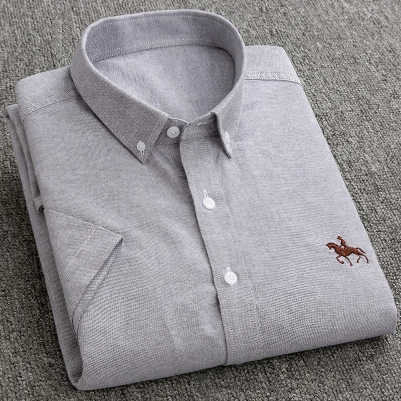 Large size men short sleeve shirt pure cotton oxford tops summer slim fit formal plain shirt Casual Shirts 6XL business casual short sleeved shirt short sleeved shirt