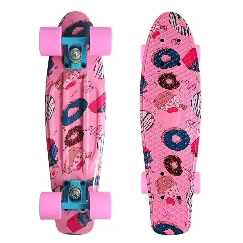 Mini Penny Board Cruiser Per Bambini, Pesce Board Per Bambini, Cartone Animato, Rosa, Skate Board Completo, Scooter Portatile, 22"