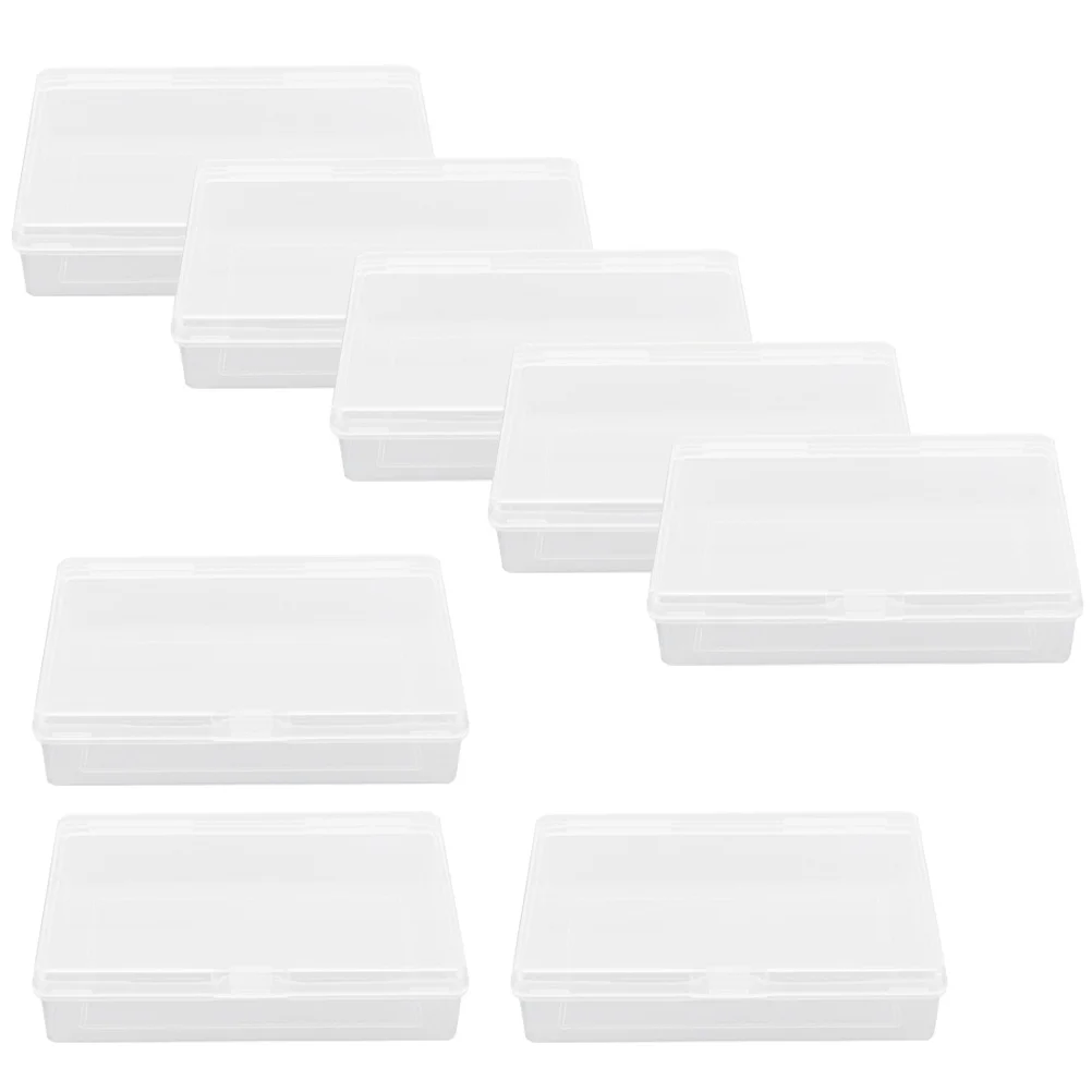 

8 Pcs Storage Box Playing Cards Plastic Beads Cases Poker Rectangle Boxes with Lid Clear