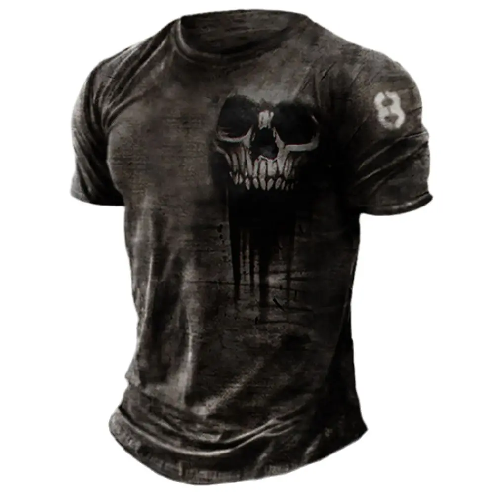 Men's T-shirts Summer 3d Vintage Horror Skull Top Hip Hop Rock Streetwear O-neck Short Sleeve Tee Oversized T Shirt Male Clothes 1