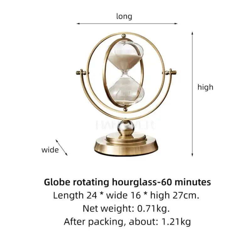 Nordic Hour Glass Rotating Sand Hourglass Vintage Home Decor Globe Ornaments Sand Clock Sandglass Timer Living Room Decor Gift