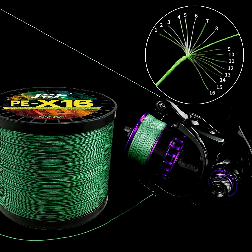 JOF Brand X16 Smooth Durable PE Braided Fishing Line Pesca Japanese Saltwater Floating Wire 100/300m 25-200LB Weave Tool Peche 6
