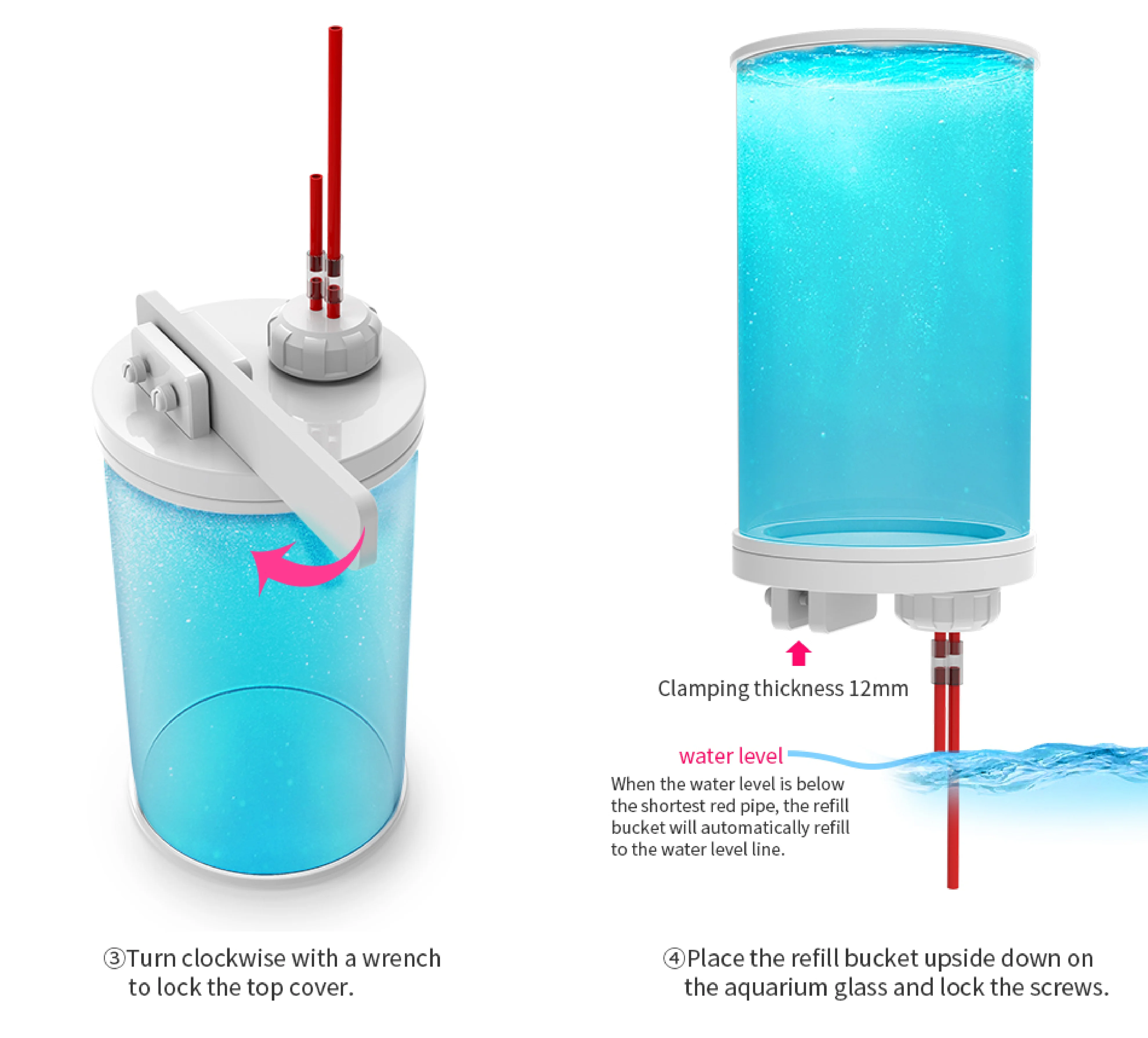 Seatorch 2L4L Aquarium Filling Water Bucket Water Supply Device Fish Tank Can Clip Cleanable Replenishment Bucket