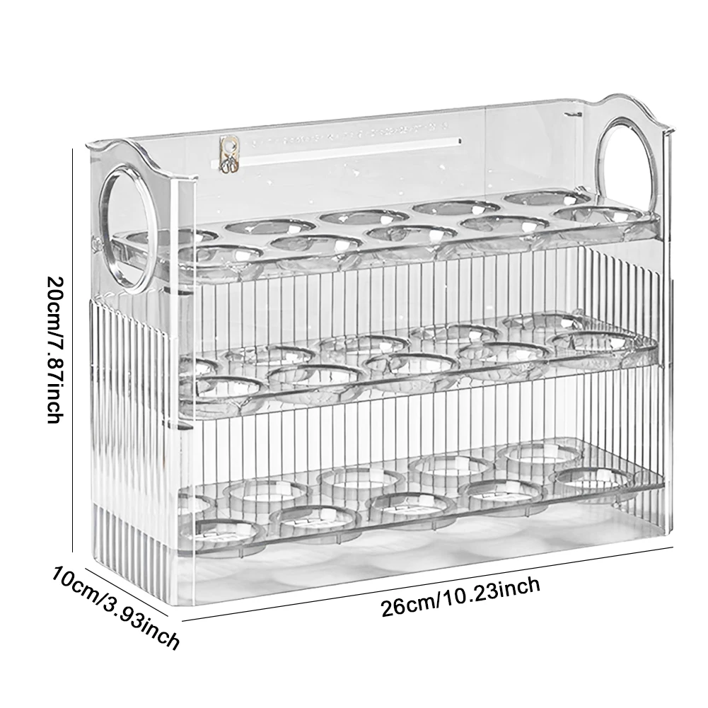 30 Grids Egg Tray Organizer Egg Storage Box Large Capacity Household Egg Holder with Handle Home Egg Container for Refrigerator