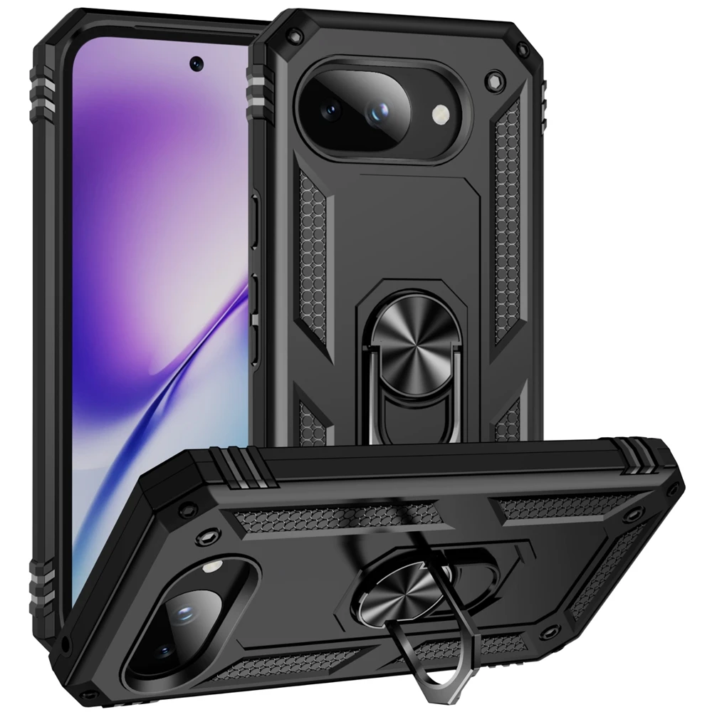 Durable Armor Shockproof Phone Case with 360° Metal Ring Holder