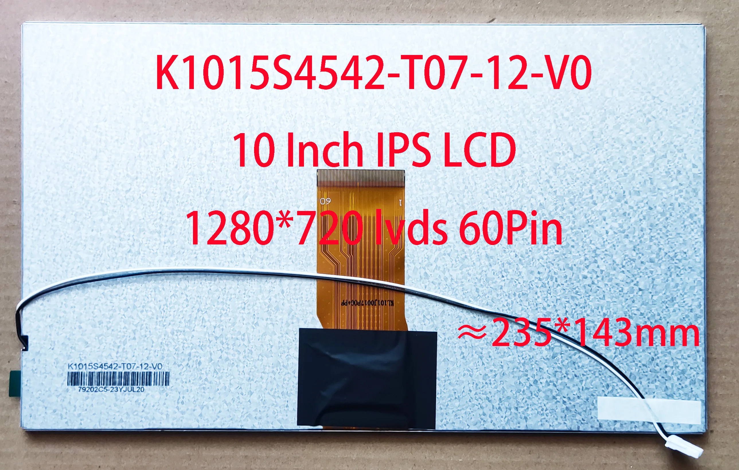 Painel Lcd do Ips para o Rádio 60pin Lvds 1280*720 Definição × 210 × 126 mm × 235 × 143 mm K0905s4942 K090j0011fpc K1015s4542 10.1 Dentro