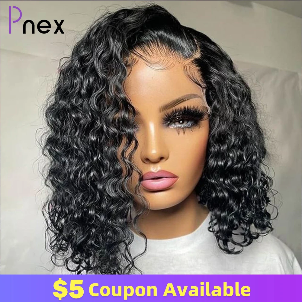 

Glueless Short Curly Human Hair Bob Wig Water Lace Front Human Hair Wigs For Women Pre Plucked Peruvian 13x4 Lace Front Wig 180%