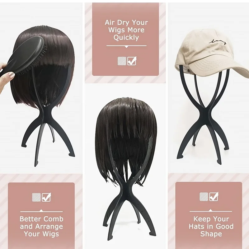 Collapsible Wig and Hat Display Stand - Durable Travel-Friendly Styling Holder