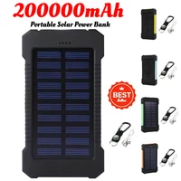 200000mAh Portable Solar Power Bank External Battery Fast Charging Waterproof Powerbank with SOS Flashlight Poverbank for Xiaomi 1