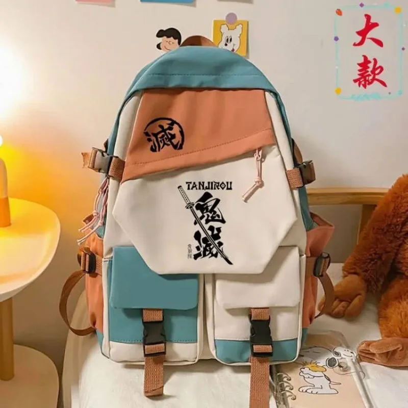 

2024 New Demon Slayer Anime Cosplay Unisex Students School Bag Backpack Cartoon Bookbag Laptop Travel Rucksack Outdoor Fashion