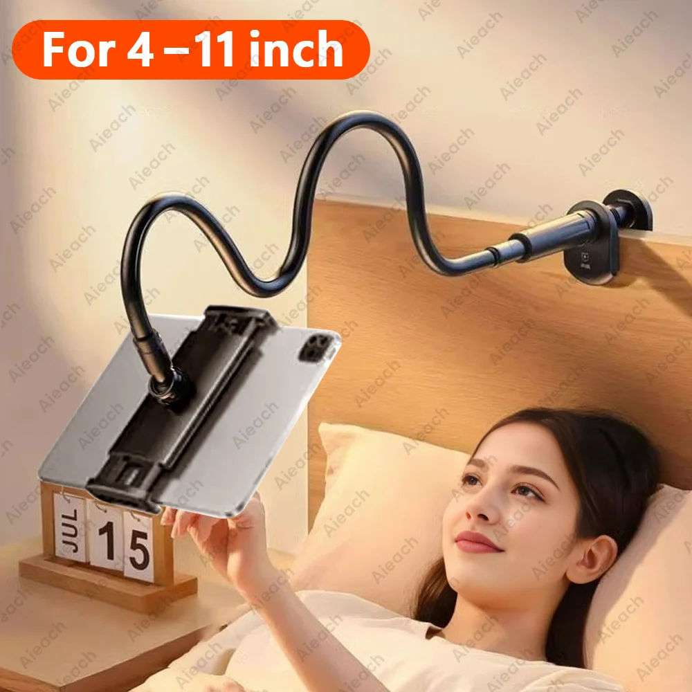 Flexible Gooseneck Tablet Holder Stand for Bed Desk Long Arm Clamp Holder for 4.7-11 inch Smartphone Lenovo Redmi Tablet Bracket