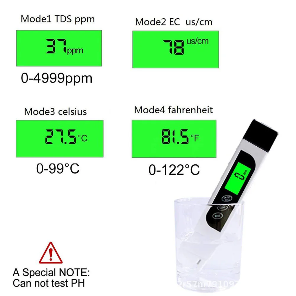 

3 в 1, тестер качества воды, 0-9990 Ppm
