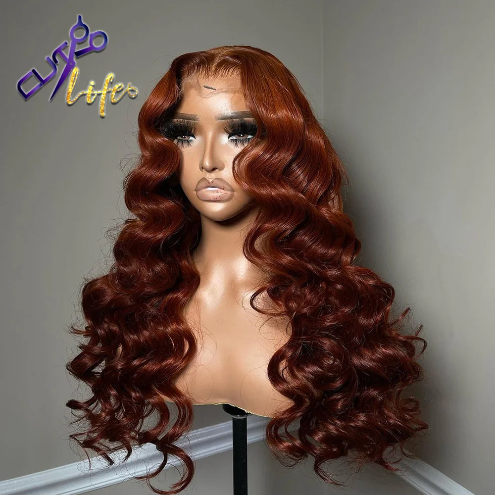 350 Ginger Colored Wig Body Wave 5x7 Pre Cut Lace Wig For Women 99j Burgundy 360 Glueless Full Lace Brazilian Human Hair