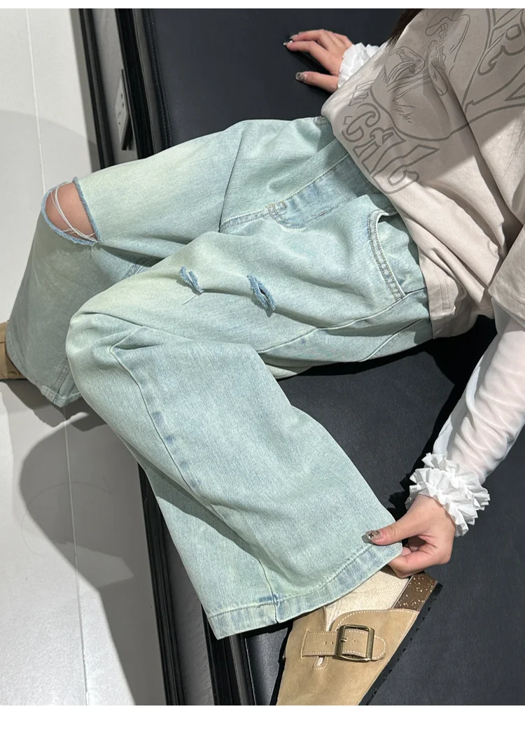 جينز كاجوال متوسط إلى كبير للأطفال ، سراويل أنيقة للفتيات ، طراز جديد ، الربيع والخريف ،