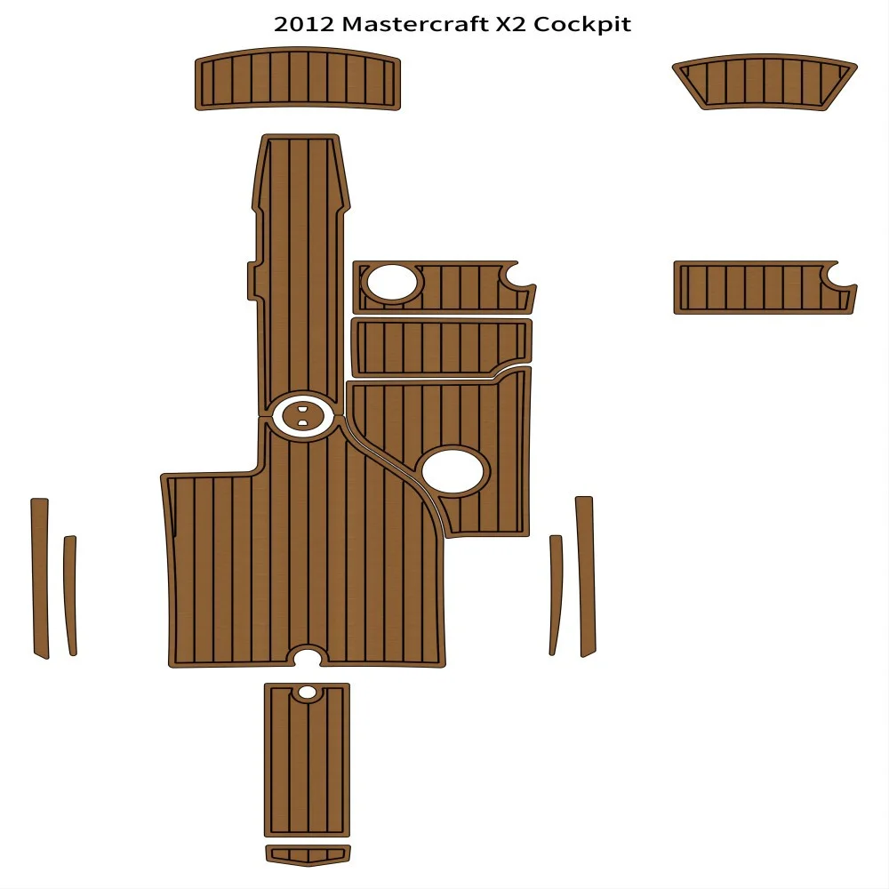 2012 Mastercraft X2 Cockpit Pad Boat EVA Foam Faux Teak Deck Floor Mat Flooring SeaDek MarineMat Gatorstep Style Self Adhesive