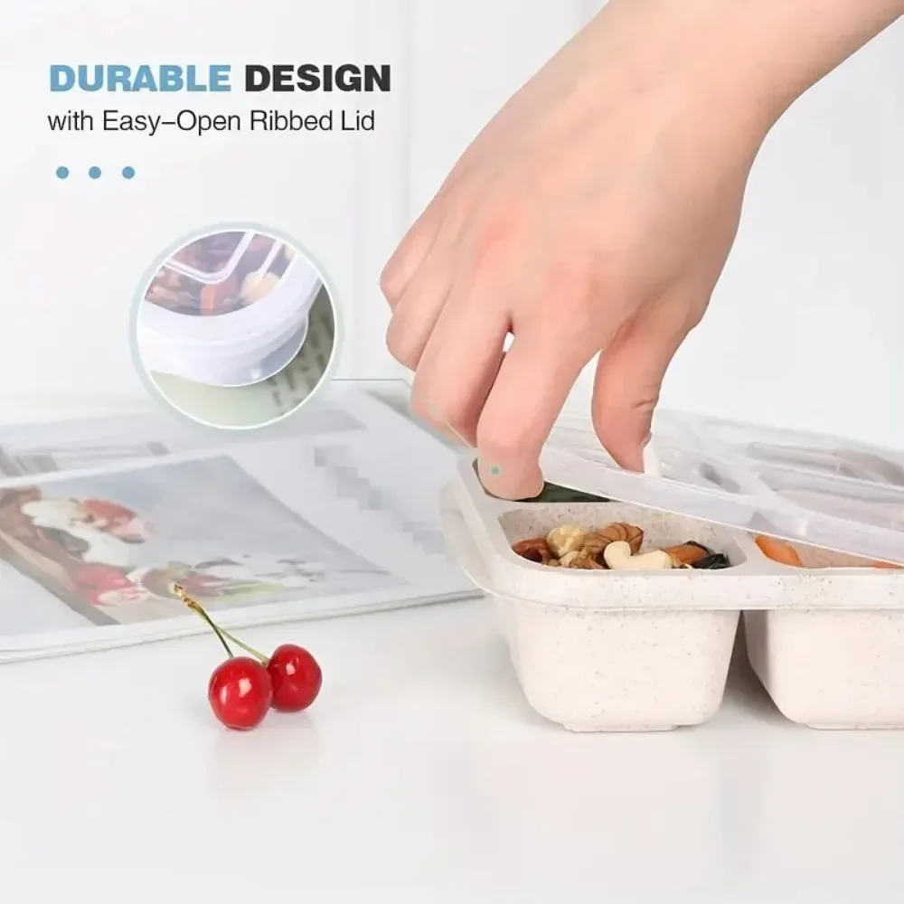 Reusable 4-Grid Snack Containers for Meal Prep and Portable Storage