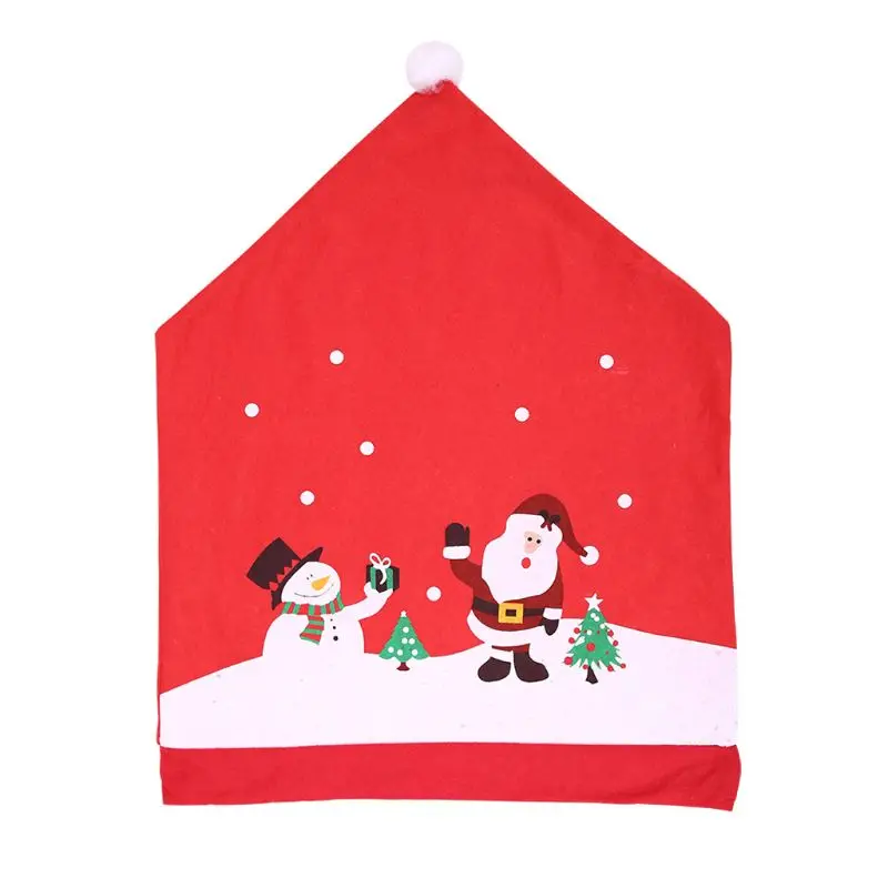 

Christmas Chair Back Cover Santa Xmas Tree Snowman Printed Non-Woven F