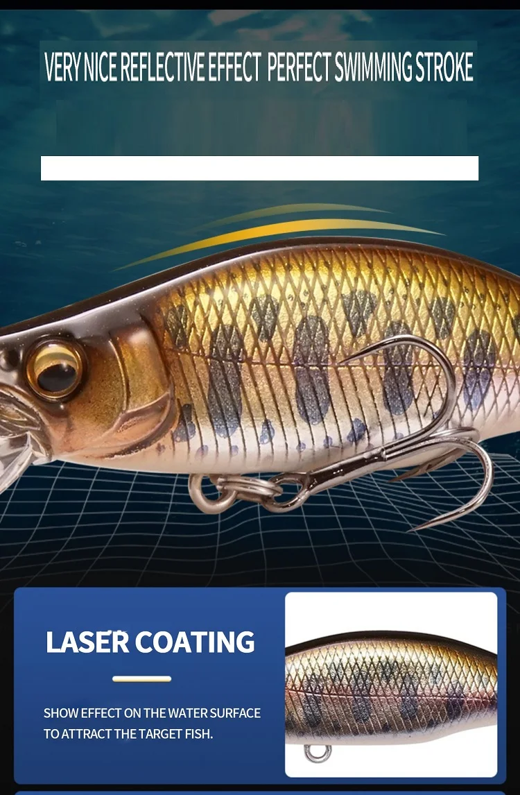Description Picture 6 of itemJapanese Design Pesca Torrent Stream Hard Fishing Lure 64mm8.3g Sinking Minnow Isca Artificial Baits For Perch Trout