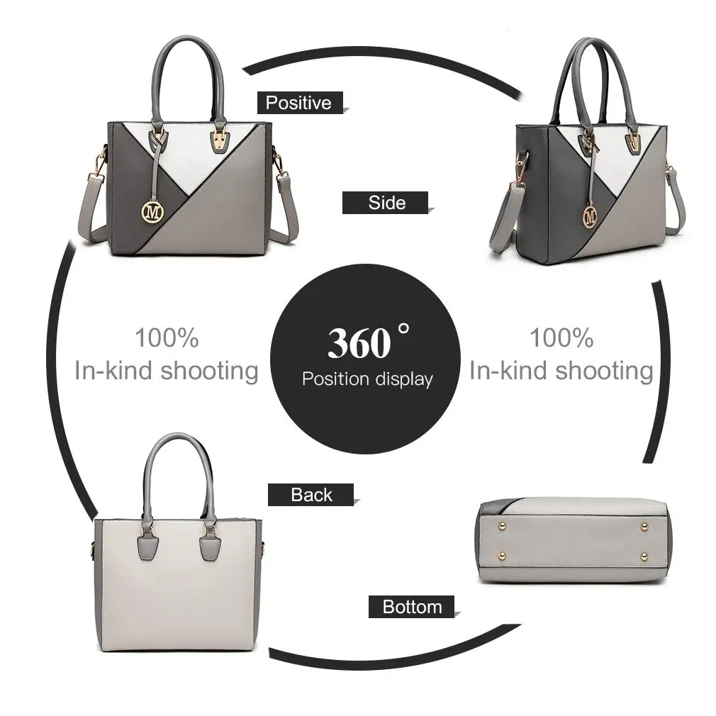 Miss Lulu WOMEN'S Handbag Shoulder bag V Shaped Design Shopper Removable Shoulder belt Synthetic leather - Image 6