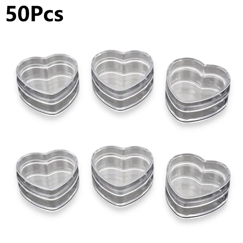 

50Pcs 4g Plastic Heart Shape Cream Box Empty Clear Cosmetic Eye Cream Jar Pots Women’s Portable Lip Balm Containers For Travel