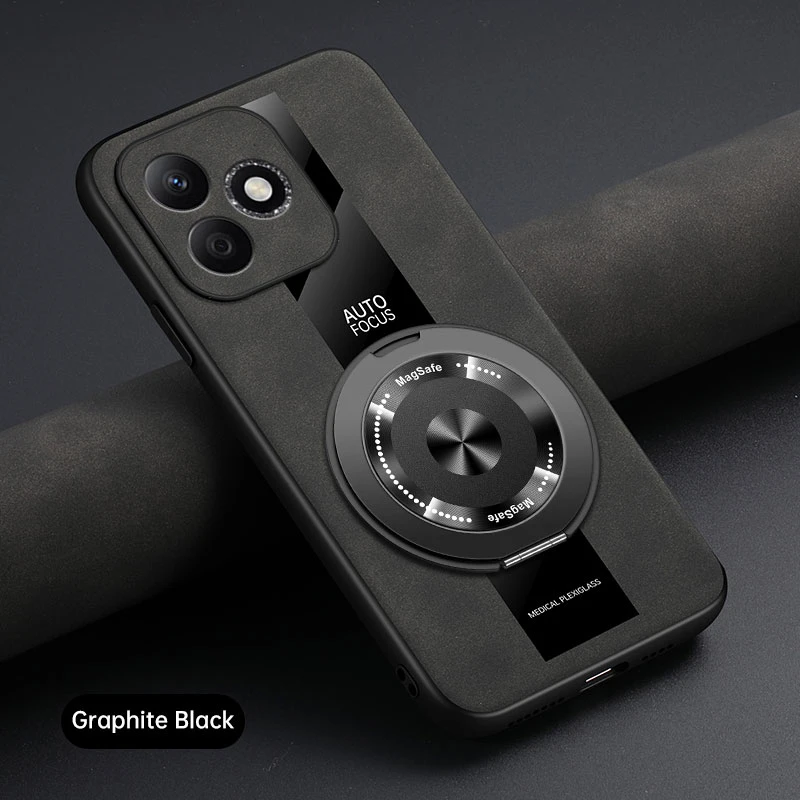 Luxury Leather Shockproof Magnetic Phone Case with Ring Holder