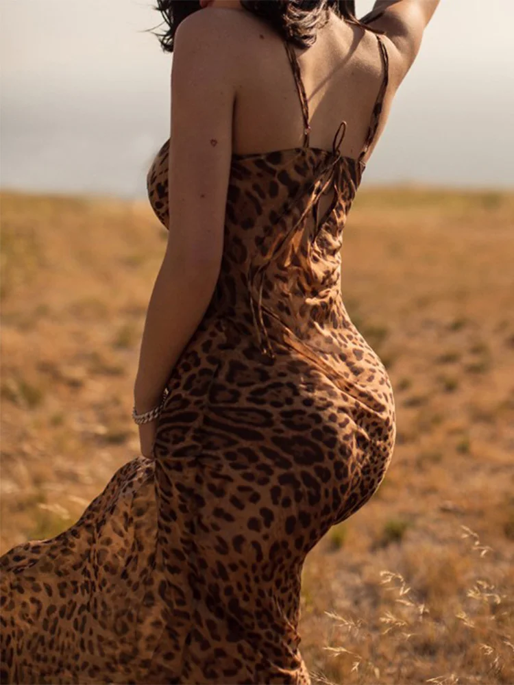leopard print backless lace-up bodycon dress Womens Dresses Leopard Print V-Neck Sexy Long Dress Women Lace Size:8.5 thin straps that crisscross Collection: Formal 18 Best Bras for