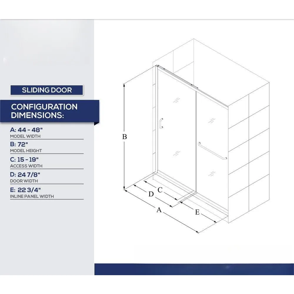 Semi-Frameless Sliding Shower Door, Clear Glass in Oil Rubbed Bronze,Tempered Glass, Aluminum 3