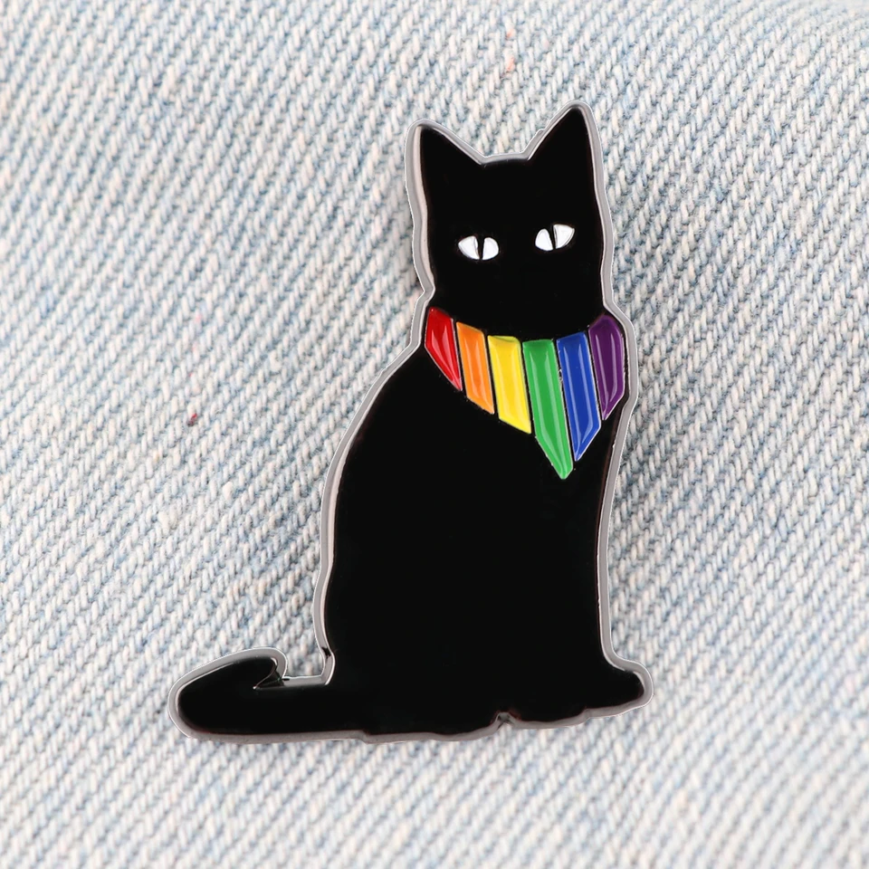 2er Set LGBTQ Regenbogen Katzen Pins - Pride Month Anstecker Für Rucksack & Kleidung