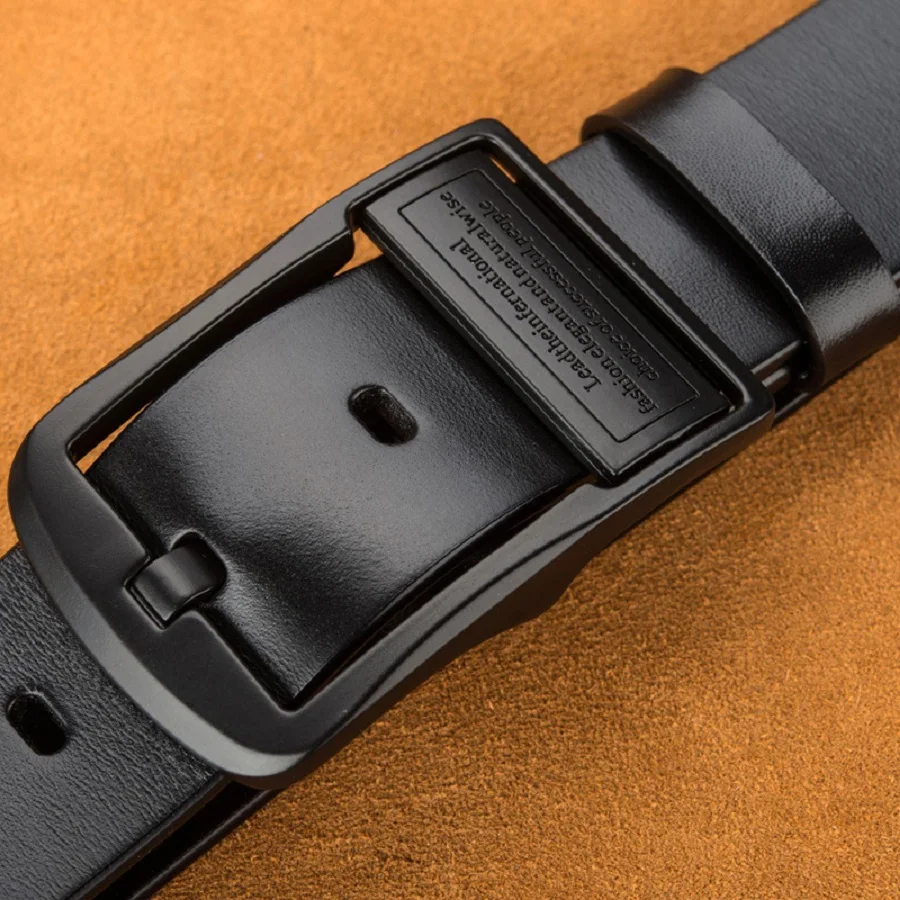 Leather Men's Belt with Metal Alloy Buckle for Jeans and Business