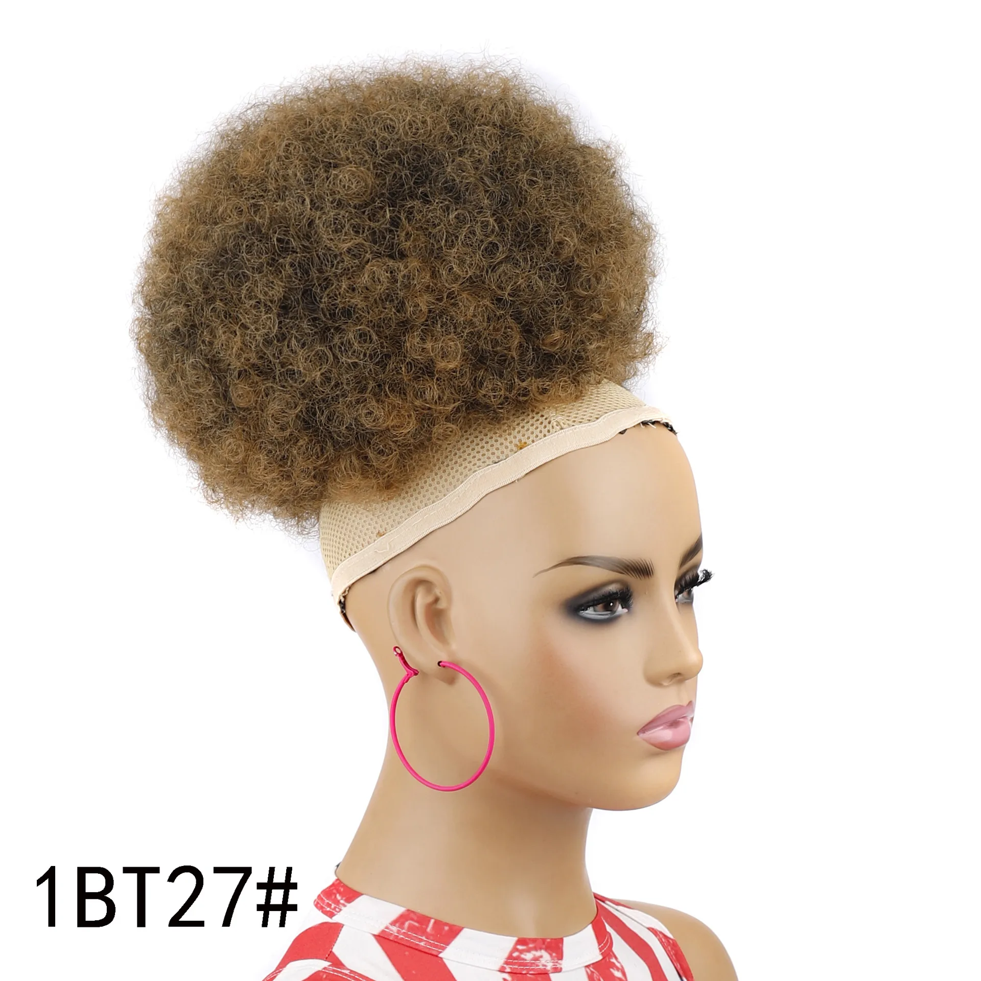 10-Zoll-Afro-Puff-Pferdeschwanz-Verlängerung mit Kordelzug für schwarze Frauen, synthetische kurze Afro-Kinkys, lockige Afro-Brötchen-Verlängerungs-Haarteile – Detail 28